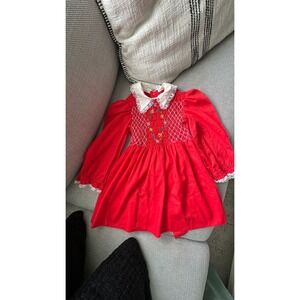 Vintage carrousel red smock dress best for 3/4